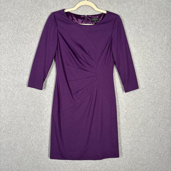Tahari Dress 4 Petite Sheath‎ Pencil Sunburst Asymmetric Secretary Career Church - Picture 1 of 14